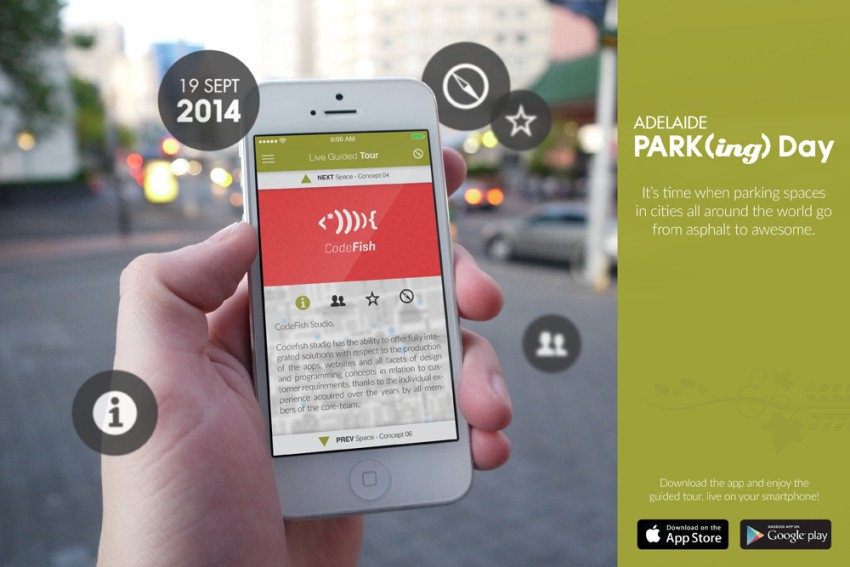Map app for Adelaide PARK(ing) Day 2014