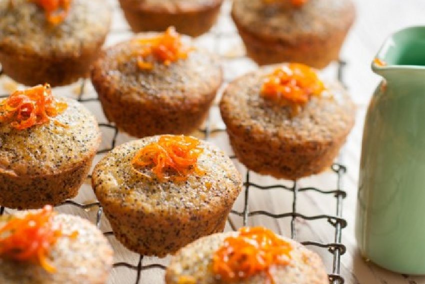 Sticky Mandarin Almond and Poppyseed Cakes