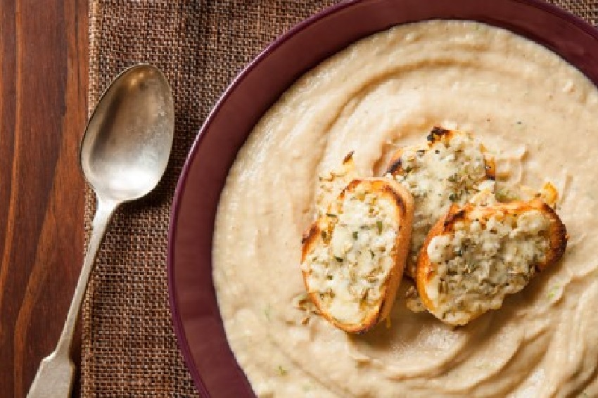 Cauliflower and Truffle Soup with Gruyere Croutons Recipe