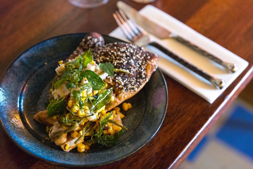 Rare Treat: Mulloway Ceviche with Charred Corn, Pickled Samphire Fattoush Recipe