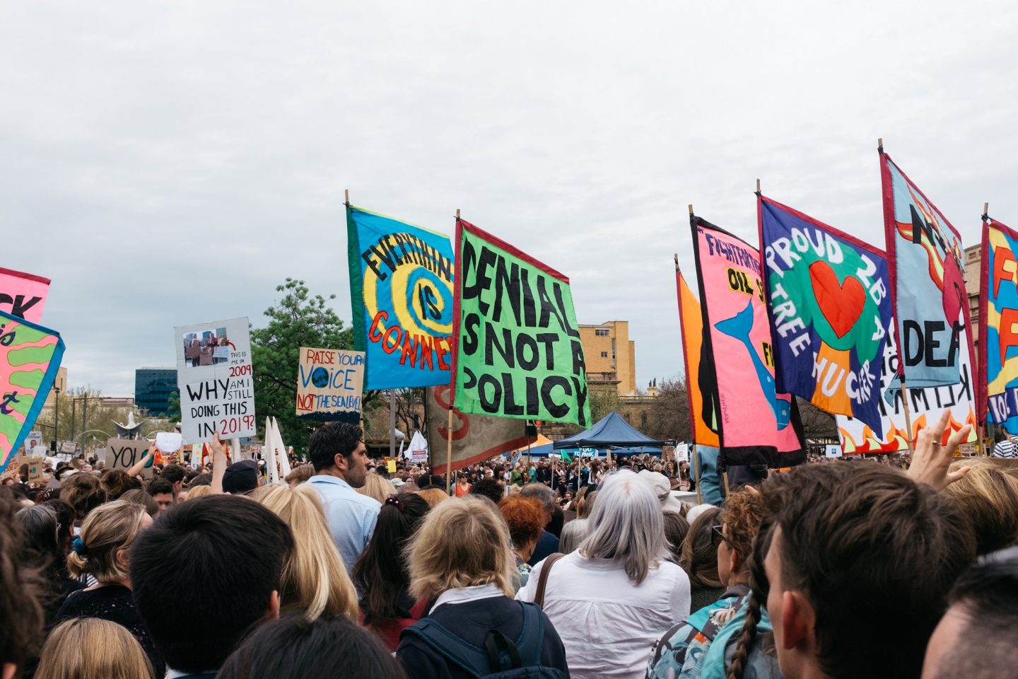 Climate strike demonstrators amass in Victoria Square, Adelaide