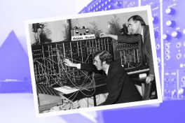 Phil Cuneen and Derek Jolly operate the Moog Mark III modular synthesiser