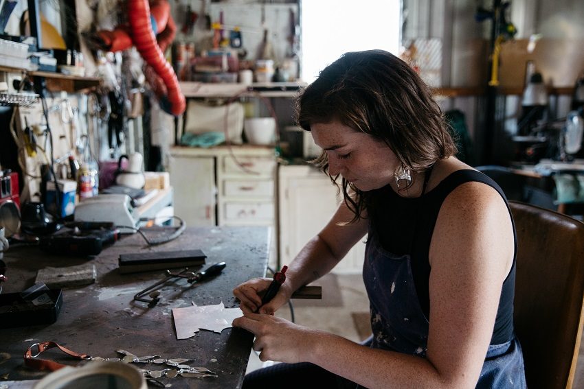 Olivia Kathigitis at work in her Goodwood studio