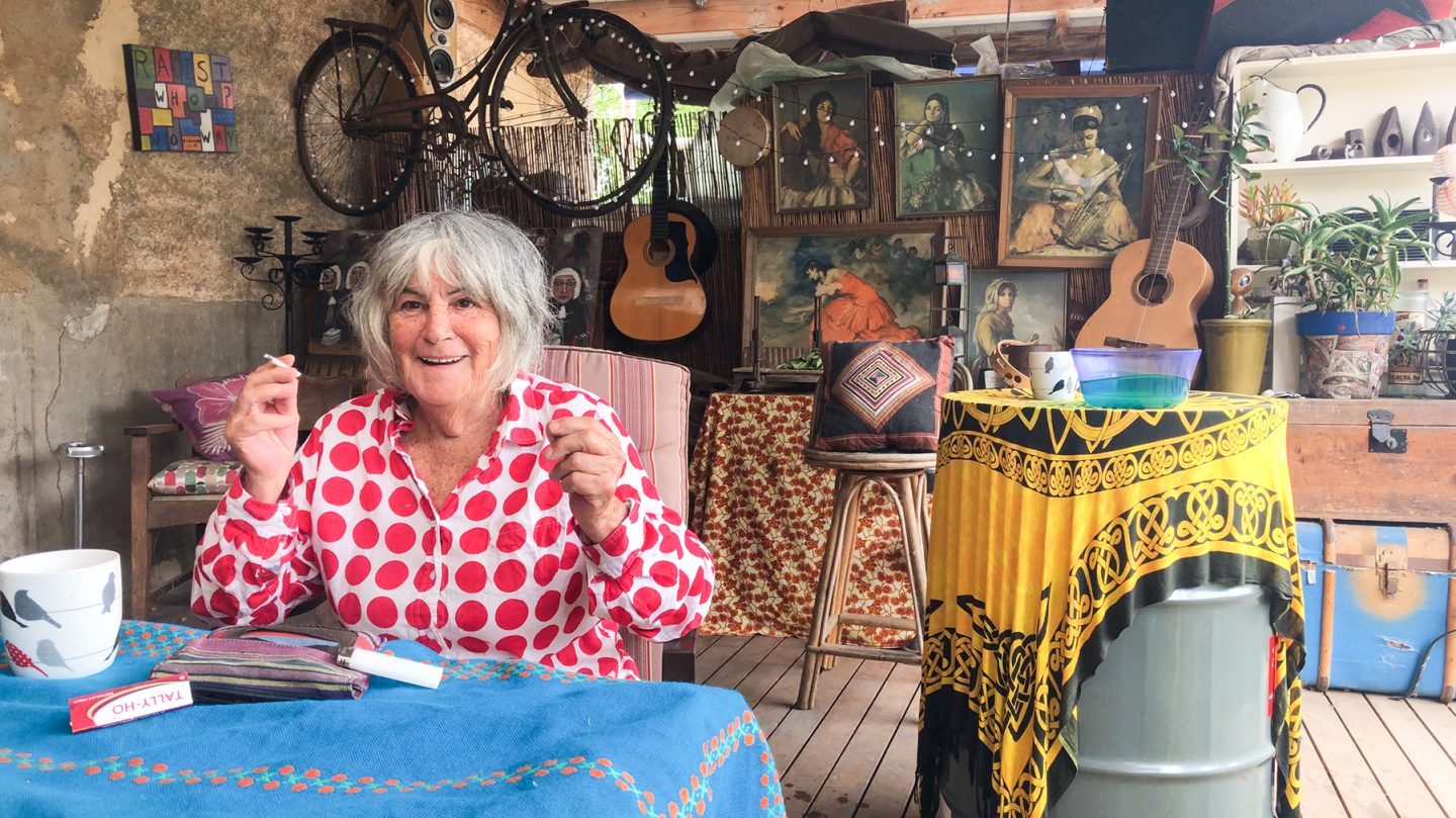 Sandra Saunders on her front deck