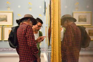 Artists Badger Bates and Jonathan Jones at Bunha-Bunhanga, Tarnanthi 2019, Art Gallery of South Australia