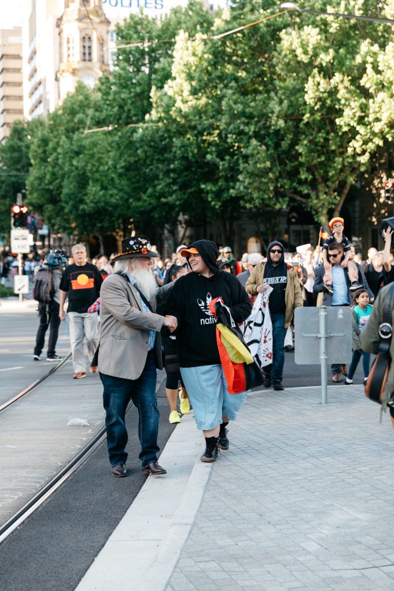 Hundreds march through Adelaide's CBD in solidarity with the Yuendumu community