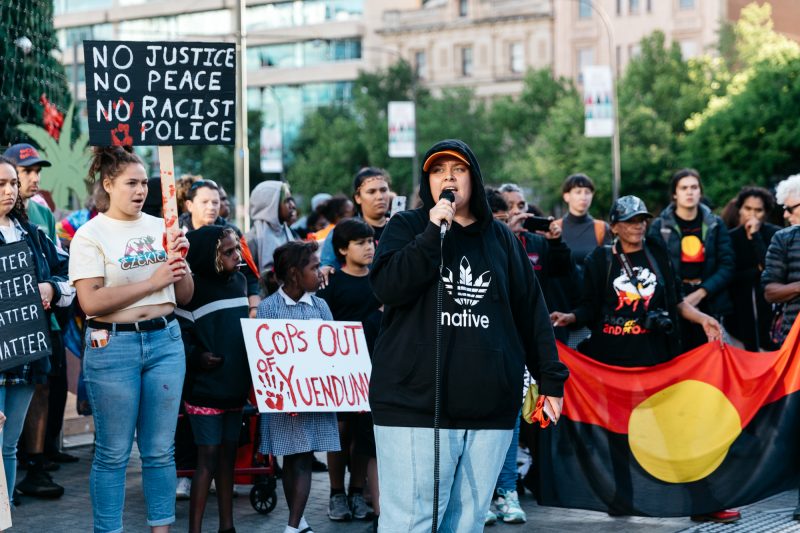 Hundreds march through Adelaide's CBD in solidarity with the Yuendumu community