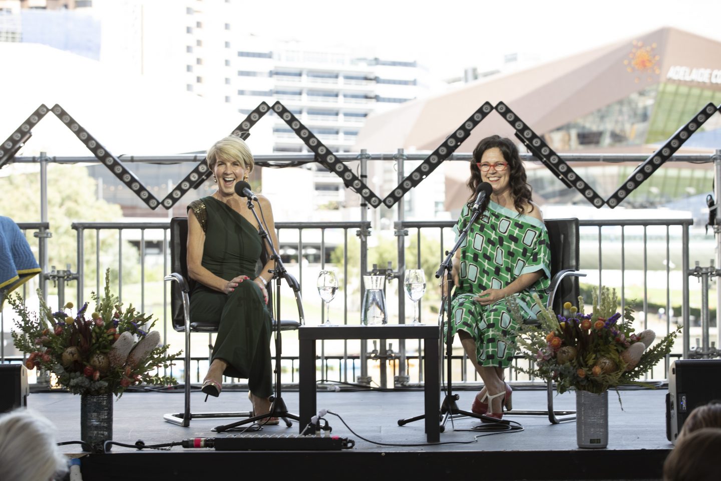 Annabel Crabb and Julie Bishop in conversation at Adelaide Festival's Long Lunch series in 2019
