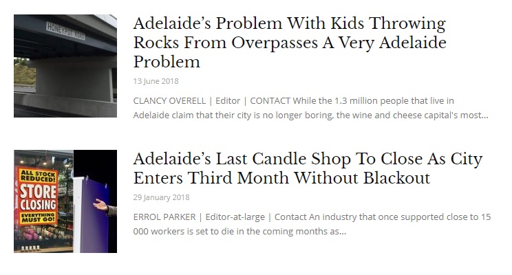 A sample of recent Betoota Advocate stories about Adelaide