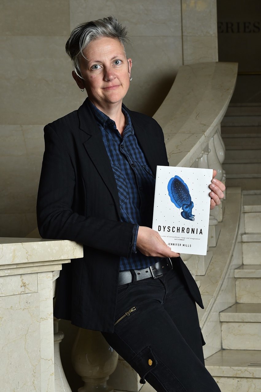 Jennifer Mills with her winning book Dyschronia (Photo: Miles Franklin/Belinda Rolland)