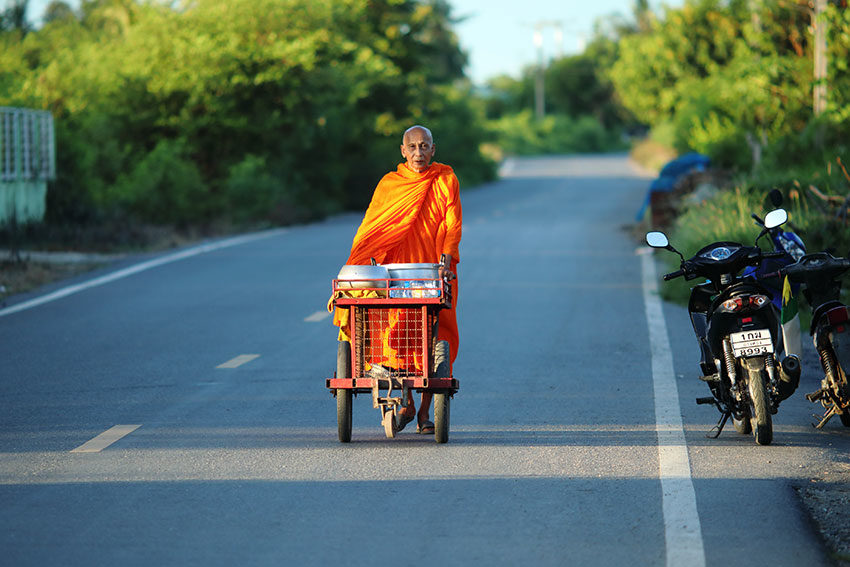 A monk rides his bicycle (Photo: Tony Lewis)