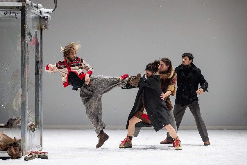 Australian Dance Theatre's Christopher Mills, Jana Castillo, Zoë Dunwoodie, and Harrison Elliott perform North (Photo: Daniel Boud)